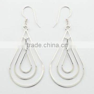 Fine Sterling Silver Wire Drop In Drop Dangle Earrings