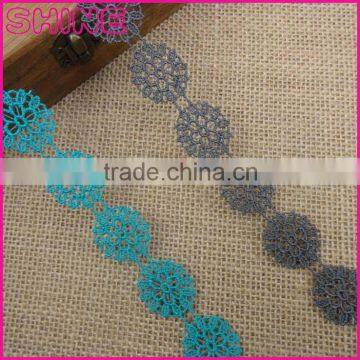 Fashion 2cm Nylon gray embroudery water soluble bridal lace trim for DIY garment accessory