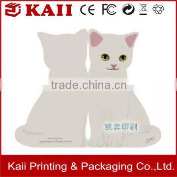 custom special cat shape paper cut handmade greeting card printing supplier in China