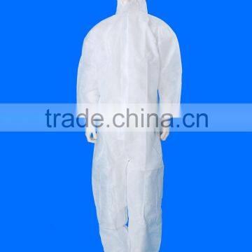 40gsm White Waterproof Disposable coverall wiht hood and boots