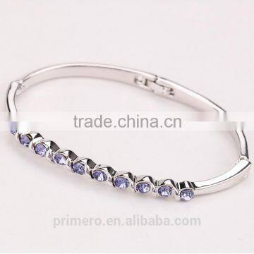 Fashion Colorful Crystal Bangles Silver Gold Plated Bracelet for Women Wedding Jewelry photo-5