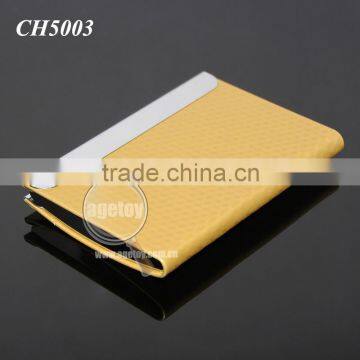 Box Packing Cube Pattern Yellow Gold Leather Flannelette Lining Stainless Steel Metal Novelty Card Holder photo-5