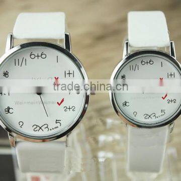 Fashion Korean Style Arithmetic Dial Leather Watch for lover