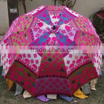 Threadwork Decorative Umbrella,Tribal Indian Ethnic Handmade Bohemian Embroidered Garden Parasols