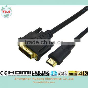 Black HDMI to 24+1 DVI cable with Ethernet support 3D