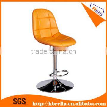 orange bentwood metal frame barstools with chromed lift lever