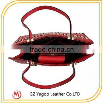 Thailand Leather Wholesale Handbag Rivet Custom Women Tote Bag photo-5