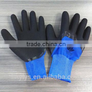 13 gauge 60g foam black latex coated blue nylon work glove