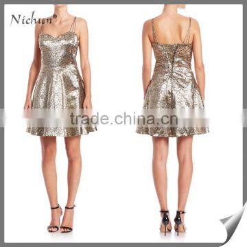 2016 new designs designer one piece dress in satin party dress
