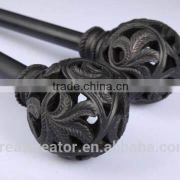 High Quality Black Curtain Rods With Topiary Open-Work Finials