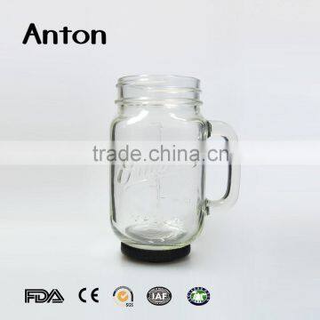 480ml engraving glass mason mug with handle manufacturer