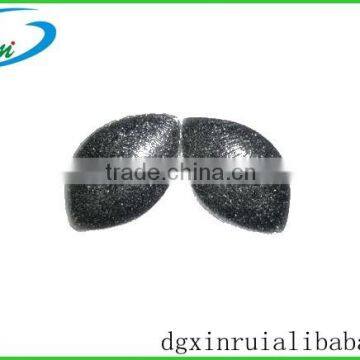 Black silicone gel bra insert with shiny powder insideGlister nipple silicone bra pads