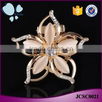 Fashionable jewelry miltifunctional zinc alloy opal flower shaped scarf clip brooch for wedding