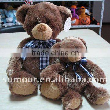 ICTI Parent-Child Brown Teddy Bear with ribbon