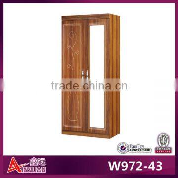 W972-43 indian style wardrobe cheap wooden wardrobe frosted glass door wardrobe cabinet