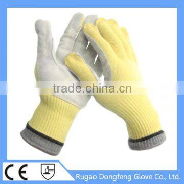 China Wholesale Aramid High Temperature Resistant Cow Leather Palm Coated Work Gloves