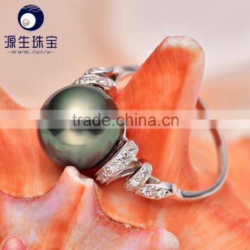 fine jewelry 11-12mm Tahitian black south sea pearl rings