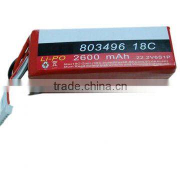 Lipo battery 6s 22.2v 5200mah for rc helicopter and rc boat