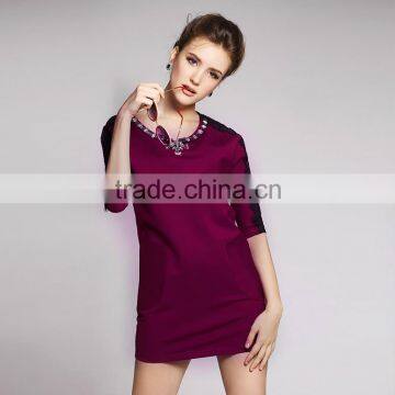 latest purple casual vintage styhlish clothing one piece dress