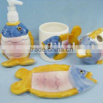 ceramic bathroom set,sopa dish, soap dispenser,tumbler,toothbrush holder