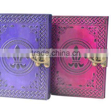 Multi Color Celtic Embossed Leather Diary Journal With Handmade Recycled Paper Brass Lock photo-2