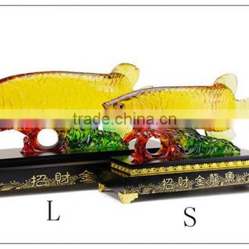 Resin Liuli color Chinese Luckly Golden fish , resin statue