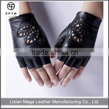 Women Half finger leather hand gloves for driving