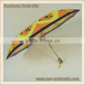 2015 hot selling 21"*8k yellow full color photo digital printing fold umbrella