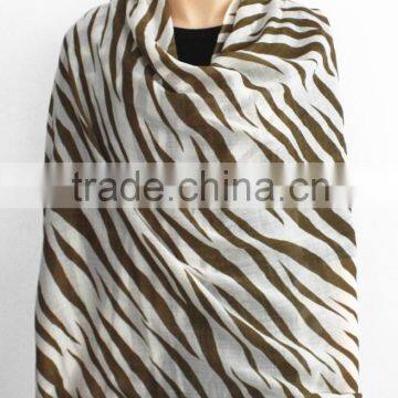 Zebra Pattern Printed Wool Scarf photo-3