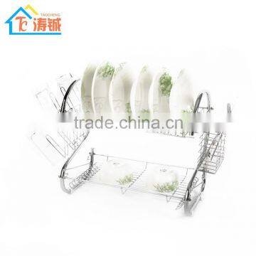 China Factory Direct Selling Chrome Plated 2 Layer Kitchen Dish Rack With pp Tray photo-3