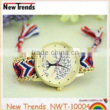 New Arival Fashion Colorful String Weaved Tree Design Quartz Lady Watch photo-5