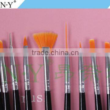 ANY Nail Design Care 9PCS Black Wood Handle Nail Brush Nail Art Design Sets