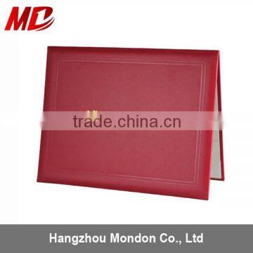 custom Red PU Diploma Holder with Four PVC Corners-Tent Style