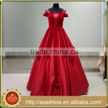 ASAP-10 Spaghetti Straps Short Sleeves Floor Length Ball Gown with Bows Red Evening Dresses