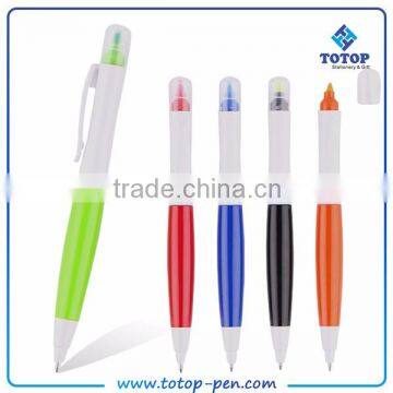 Small MOQ customized plastic pen with highlighter