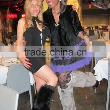 Sexy Ladies Fox Fur Leg Warmers High Knee Fur Socks Fur Boot Sleeves photo-2