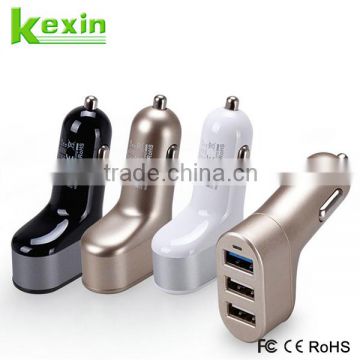 High Quality 5V 5.1A Portable 3 USB Car Charger for Mobile Phone