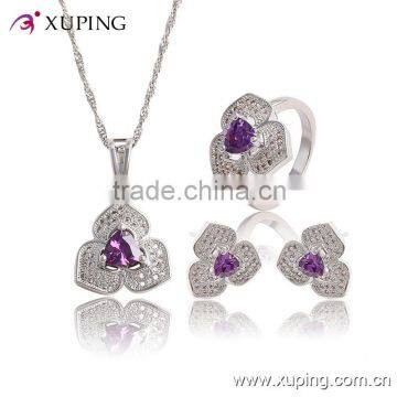 63767 Unique Ladies White Color Violet Cubic Zirconia Fashion Jewelry Set