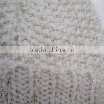 Free Sample Offer White Color Cute Style Acrylic Beanies With Silver Line photo-4