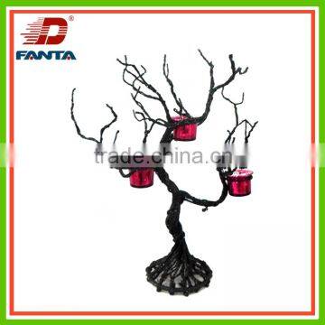 Spooky tree Halloween metal candle holder