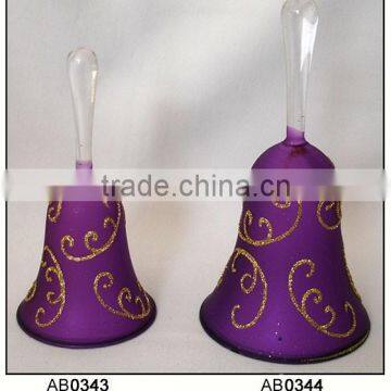 Decorative Purple Hanging Glass Bell with Golden Pattern