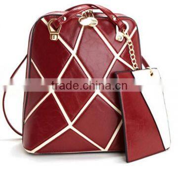 New product for popular bag soft pu big plaid backpack sets