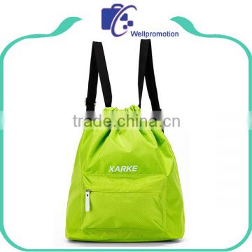 New arrival colorful polyester drawstring school backpack bag