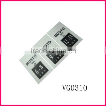 TPU size label ,plastic tags,woven size label