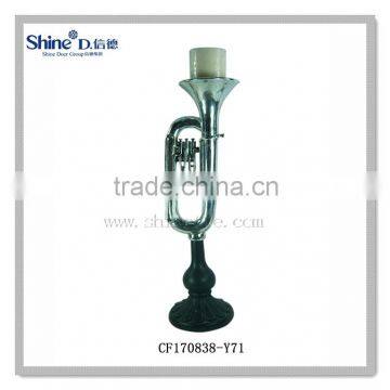 saxophone instrument shape silver pillar candle holders