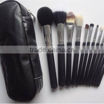 Wholesale Facial Brushes Private Label Natural Hair Makeup Brush Set 12 Pieces with Cosmetic Bag