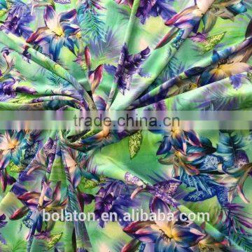 Poly and Spandex 3D Solid Print KS Velvet with GreenFlowers for Dress