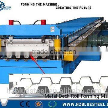 Steel Floor Decking Roll Forming Machine / 0.8mm to 1.2mm Thickness Floor Deck Panel Making Machine