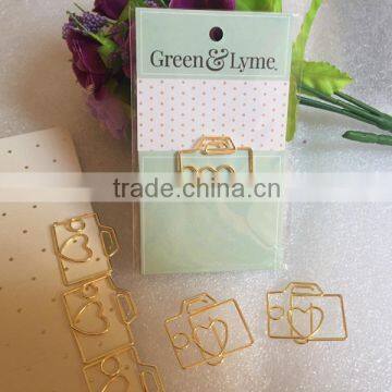 Hight Qulity customer design fancy gold camera shape paper clips Gift Sets