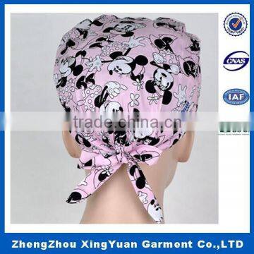 xingyuan garment factory supply cotton printed surgical cap/ medical scrub cap